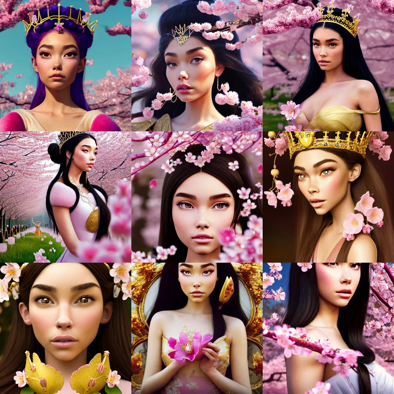 Prompt: madison beer as cherry blossom queen | jewelry | glamorous oily soft polished rich alluring ornate modern | weta disney pixar movie still photo | hi - fructose, sci fi fantasy, golden ratio, smooth, octane render, sharp focus, artstation, concept art | beeple, rhads, rutkowski, artgerm, mucha, wlop, loish |