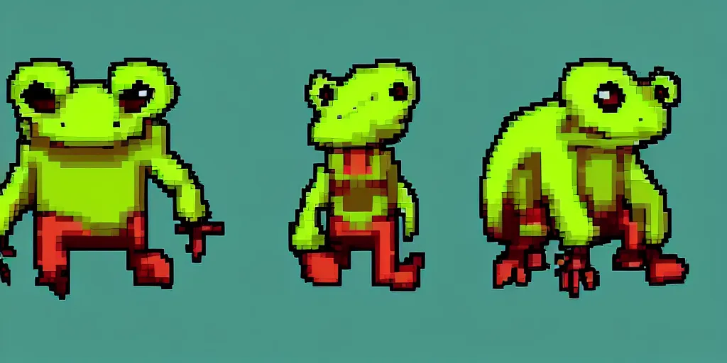 frog cartoon, pixelart 32x32 