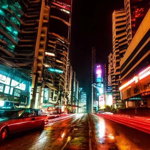 Image similar to avenida paulista, cyberpunk, blade runner, cinematic