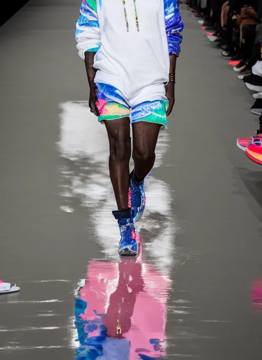 Image similar to hyperrealistic and heavy detailed balenciaga runway show of lil uzi vert, leica sl 2 5 0 mm, vivid color, high quality, high textured, real life