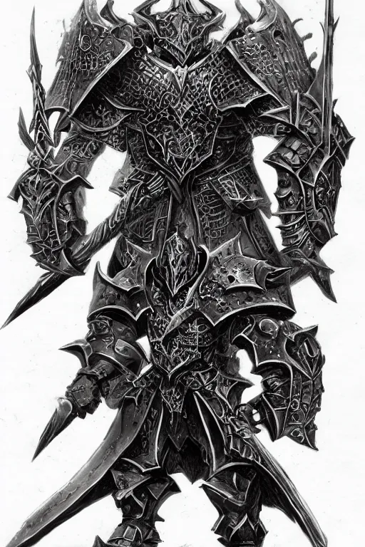 Image similar to heavy knight concept art inspired by archaon the everchosen, dark fantasy, intricate, highly detailed