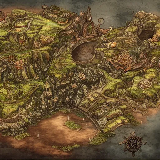 Prompt: map of a fantasy world, artistic painting, very detailed, beautiful, artstation