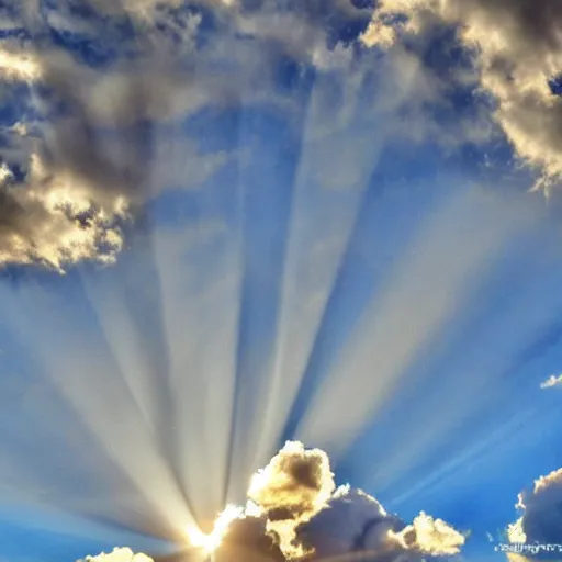 Prompt: heavenly sun in mystical clouds