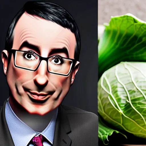 Image similar to john oliver and a cabbage are getting married