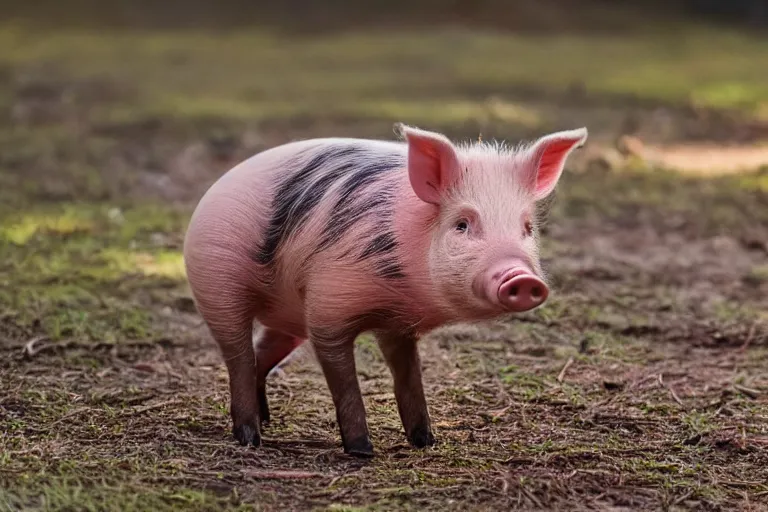 Prompt: a pig pudu!!! hybrid! hyper realistic!! realistic lighting!! wildlife photographer of the year!!! bold natural colors, national geographic, hd, wide angle, 8 k