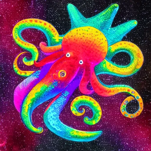 Image similar to rainbow cosmic octopus