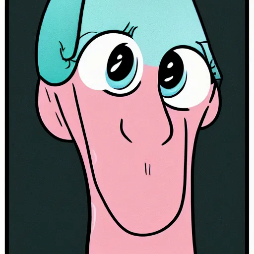 Image similar to handsome squidward portrait, realistic, pop art, vivid colors, long chin, face