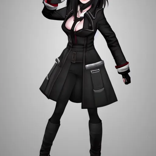 Image similar to high quality head and shoulders tifa lockhart wearing a coat, trending on artstation