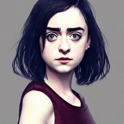 Image similar to a combination of Maisie Williams, Krysten Ritter, Anne Hathaway and Natalia Dwyer Christina Ricci and Lily Collins trending on artstation, long hair, dark eyes