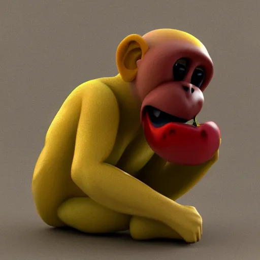 Prompt: monkey made out of fruit, 3D render