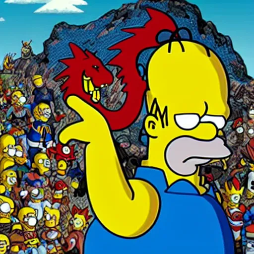 Image similar to homer simpson as a dragon ball character by akira toriyama, anime, manga, detailed