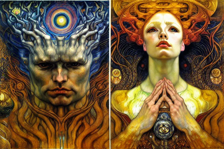 Image similar to Divine Chaos Engine by Karol Bak, Jean Delville, William Blake, Gustav Klimt, and Vincent Van Gogh, symbolist, visionary