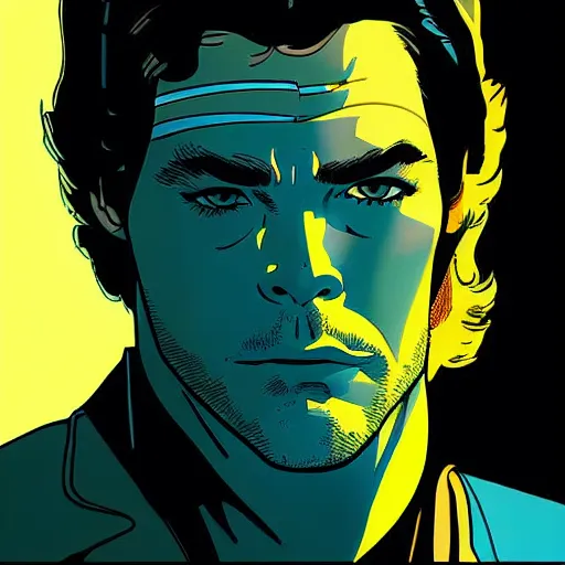 Image similar to chris pine retro minimalist portrait by jean giraud, moebius starwatcher comic, 8 k