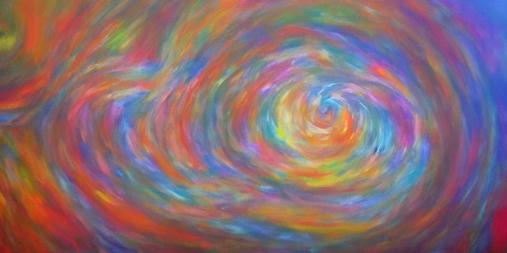 Prompt: the inner structure of quantum reality waves. Oil on canvas. Modern painting.