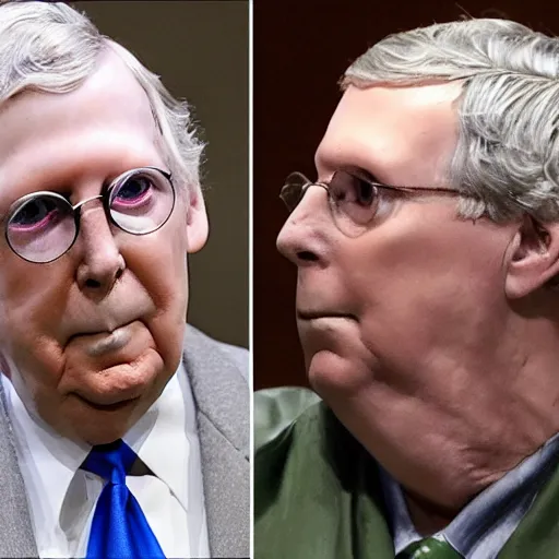 Prompt: donald trump and mitch mcconnell as turtle man suffering in jail eating each other's brains divine comedy