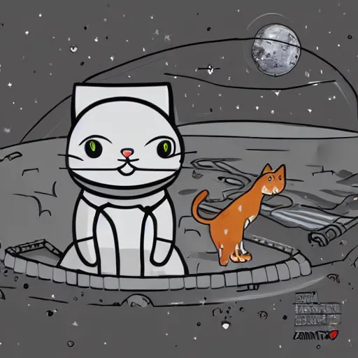 Image similar to ln illustration cat wearing astronaut suit on the moon planet earth in the background sigma 1 4 mm f / 1. 8 astroied belt