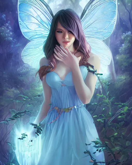 Image similar to a beautiful fairy, Ross Tran and Michael Whelan