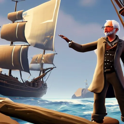 Image similar to Gameplay screenshot of Bernie Sanders in Sea of Thieves, Unreal Engine