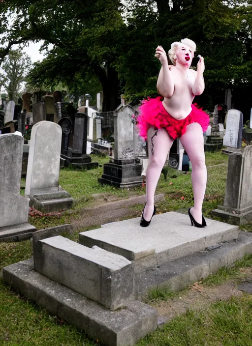 Prompt: burlesque performance in a graveyard