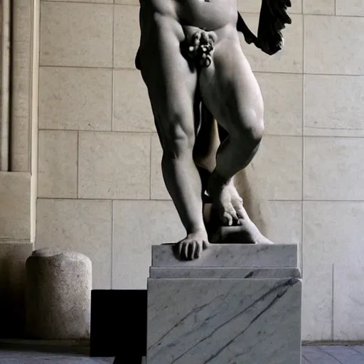 Image similar to Bernie Sanders posing seductively, Greek marble statue by Michelangelo, detailed, masterpiece