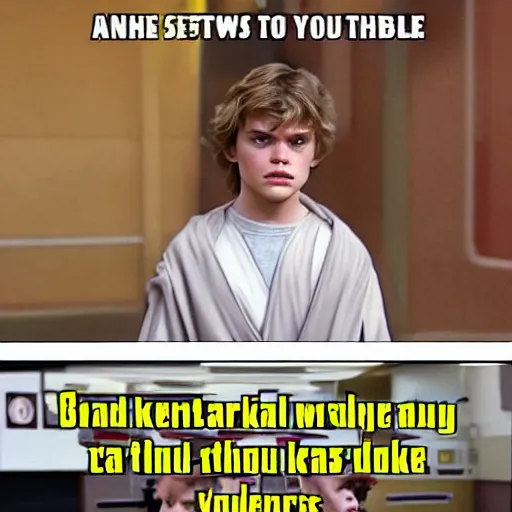 Image similar to anakin skywalker in a school