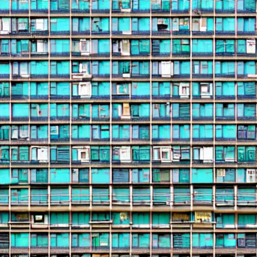 Prompt: Kowloon apartment facade texture