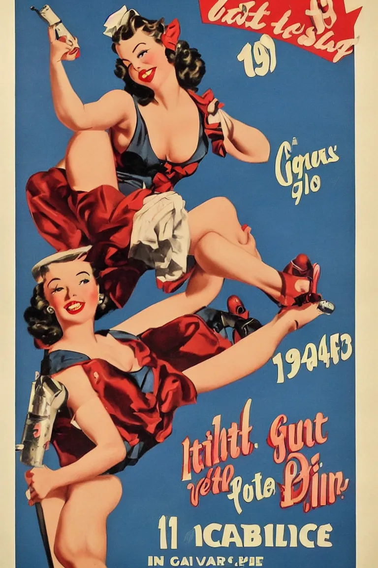 Prompt: 1 9 4 0 s vintage pinup girl poster