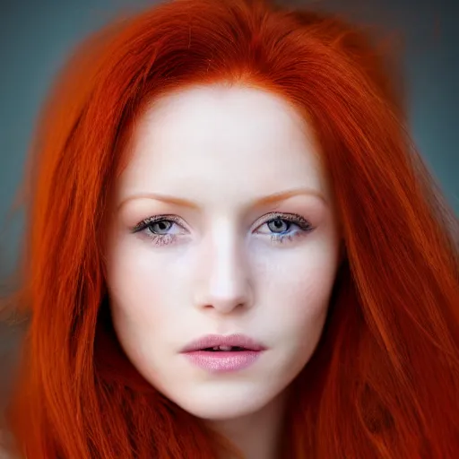 Image similar to redhead beauty, close up portrait photo, 8 k,