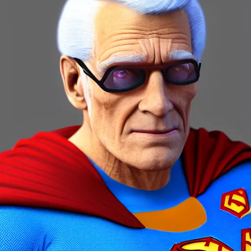 Image similar to detailed portrait of superman as a 90 year old man, digital art, trending on artstation