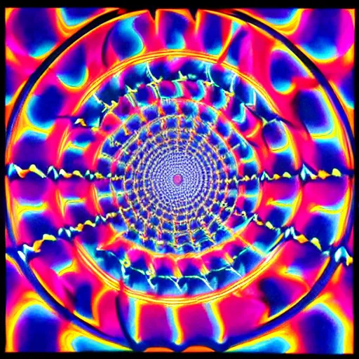 Prompt: highly detailed optical illusion of a psychedelic stanley kubrick movie scene filled with magical energy by mad dog jones and alex grey