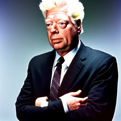 Image similar to uhd photorealisitc candid photo of kent brockman. photo by annie leibowitz