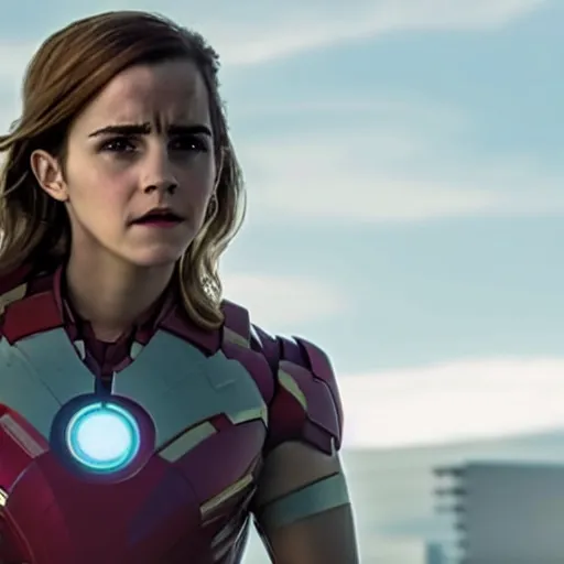 Image similar to a still of emma watson in iron man