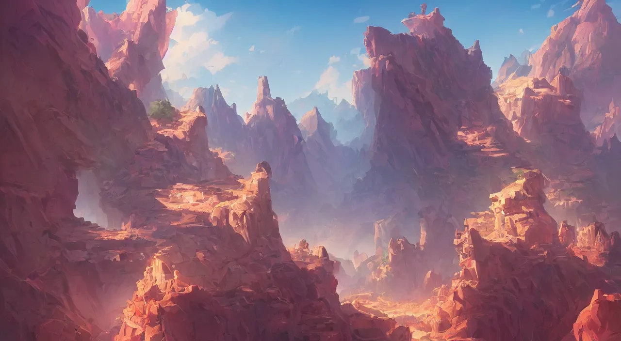 Image similar to flag colored wall fortress greeble illusion landscape wonderworld paradize, behance hd by jesper ejsing, by rhads, makoto shinkai and lois van baarle, ilya kuvshinov, rossdraws global illumination