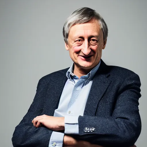 Image similar to portrait photo still of geoffrey hinton, 8 k, studio lighting, key light, 8 5 mm f 1. 8