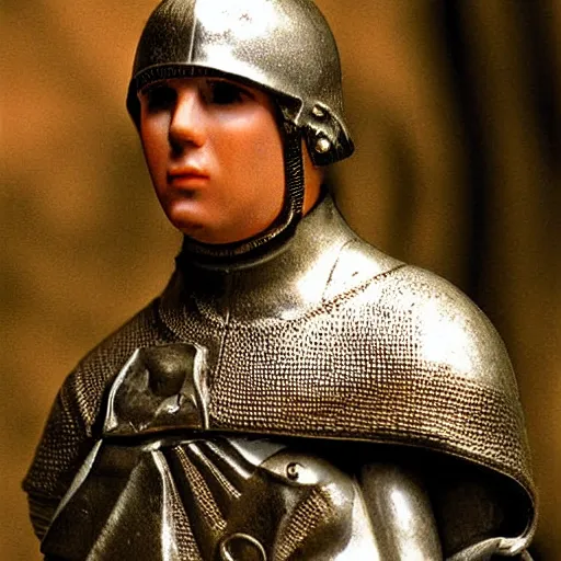 Image similar to action figure of jean d'arc advertising photograph, photographic, hyperreal, 3 5 mm