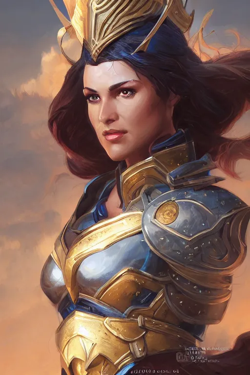 Image similar to amazon valkyrie athena, d & d, fantasy, portrait, highly detailed, headshot, digital painting, trending on artstation, concept art, sharp focus, illustration, art by artgerm and greg rutkowski and magali villeneuve