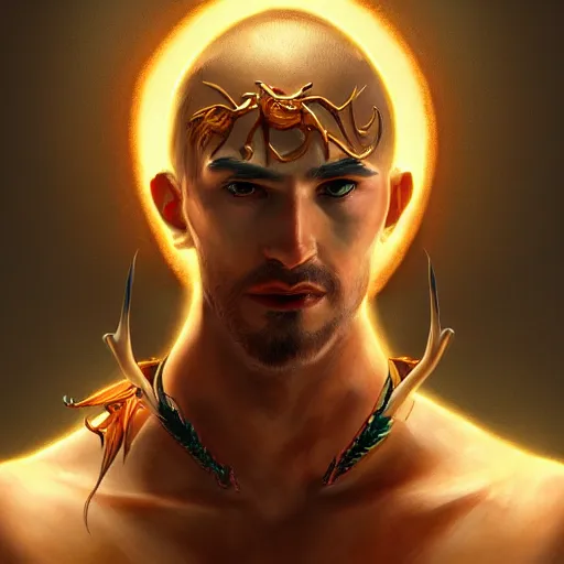 Image similar to Dramatic portraiture of Uuen, the Pictish god of stags, mixed media, trending on ArtStation, by Viktor Vasetnov and ArtGerm, luminism