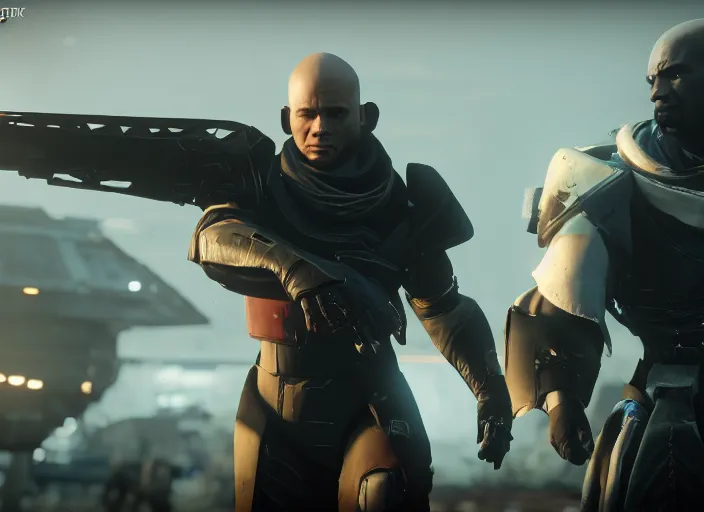 Image similar to Kevin Gates playing as Zavala in a Destiny 2 cutscene, 35mm photography, highly detailed, cinematic lighting, 4k