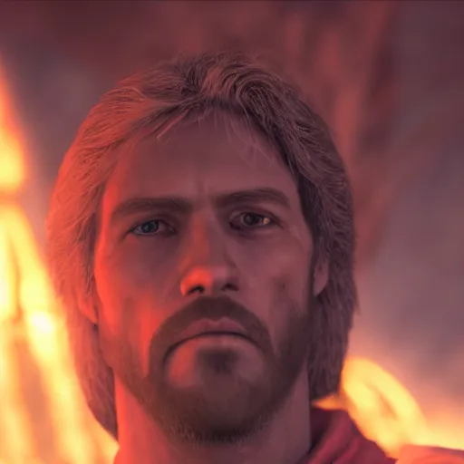 Prompt: a videogame still of Jesus in Dante\'s Inferno, portrait, 40mm lens, shallow depth of field, close up, split lighting, cinematic