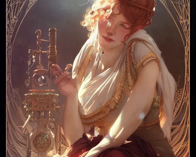 Image similar to photography of w. heath robinson, deep focus, d & d, fantasy, intricate, elegant, highly detailed, digital painting, artstation, concept art, matte, sharp focus, illustration, hearthstone, art by artgerm and greg rutkowski and alphonse mucha