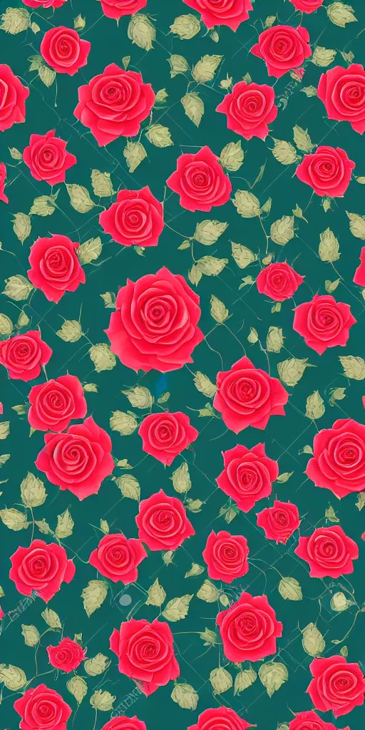 Image similar to seamless pattern of beautiful roses with leaves and throns, colourful, symmetrical, repeating 35mm photography