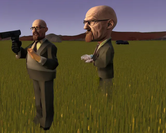 Prompt: walter white in garry's mod gm_flatgrass