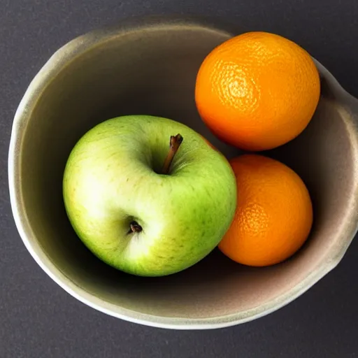 Image similar to a blue apple in a bowl of oranges, top view, white background