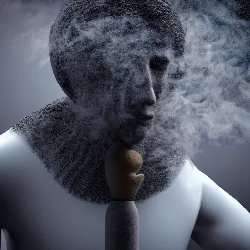 Image similar to man made of smoke particles octane render