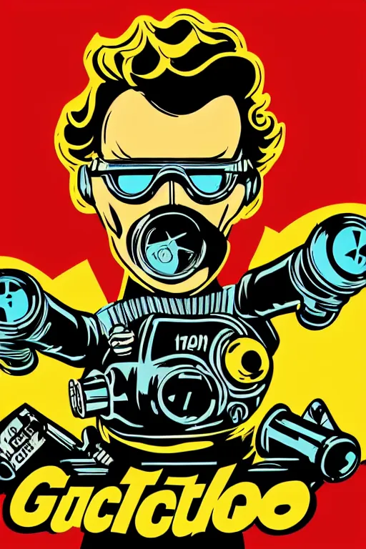 Image similar to fallout 7 6 retro futurist illustration art by butcher billy, sticker, colorful, illustration, highly detailed, simple, smooth and clean vector curves, no jagged lines, vector art, smooth andy warhol style