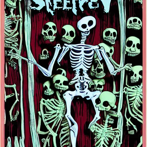 Prompt: spooky scary skeleons, detailed vhs material