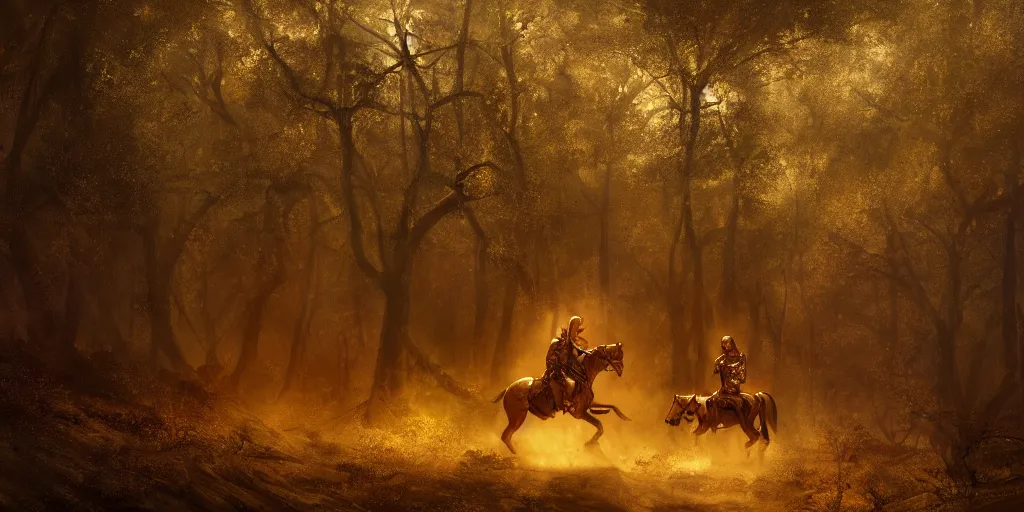 Prompt: headless soldier in gold mughal armor riding a horse in a dark forest, cinematic composition, a fantasy digital painting by Greg Rutkowski and James Gurney, trending on Artstation, highly detailed, hyperrealistic, realistic, photorealistic, dynamic lighting, highly detailed, cinematic landscape, studio landscape, studio lighting