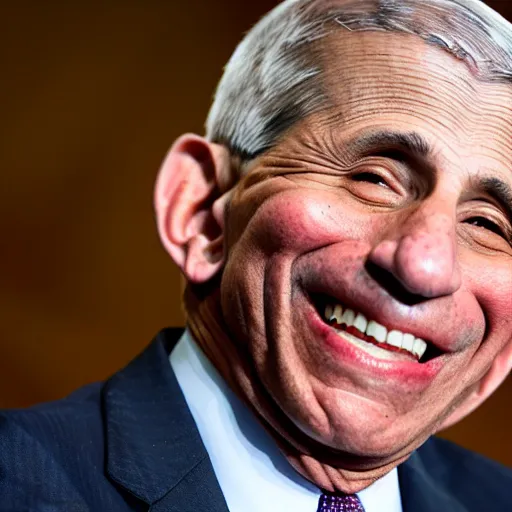 Prompt: laughing Anthony Fauci with monkeypox blisters on his face