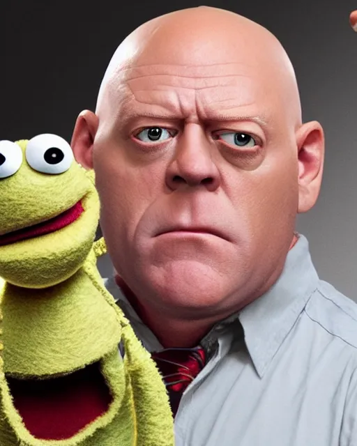 Image similar to hank schrader as a muppet. highly detailed felt. hyper real photo. 4 k.