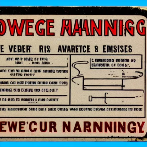 Prompt: vintage fire warning label